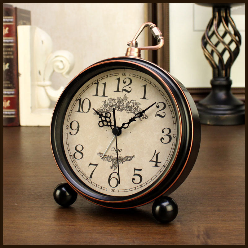 Retro European Pastoral Alarm Clock creative Student Clock Table American Small Table Clock