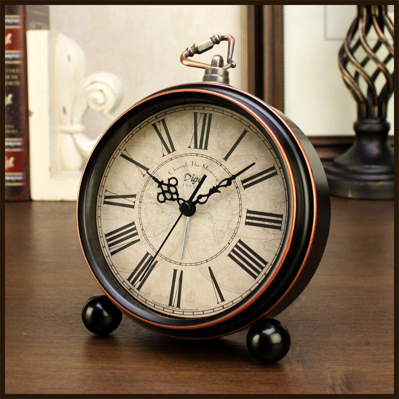 Retro European Pastoral Alarm Clock creative Student Clock Table American Small Table Clock
