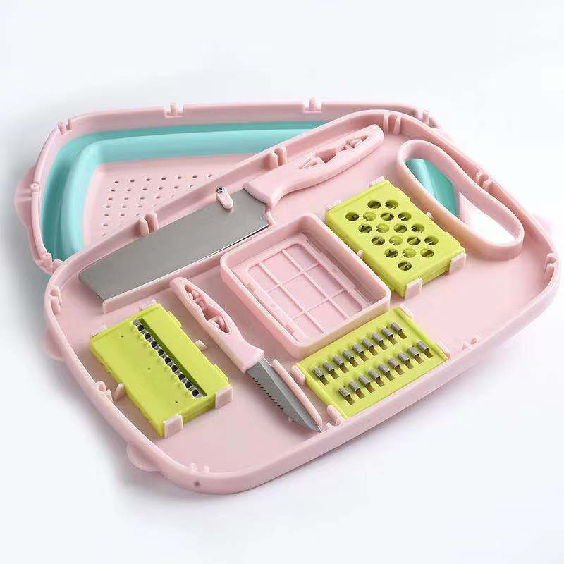 Panier à Fruits Pliant Couteau de Cuisine Légumes Râpés Portable Ménager Extérieur Planche à Découper Ensemble