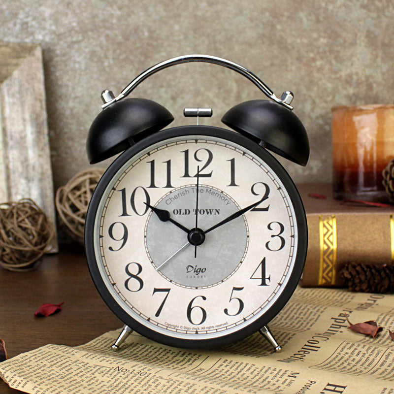 New Retro Creative Bell Alarm Clock American Metal Quartz Desktop 4 Inch Alarm