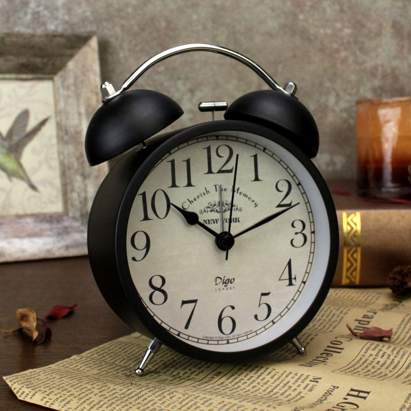 New Retro Creative Bell Alarm Clock American Metal Quartz Desktop 4 Inch Alarm