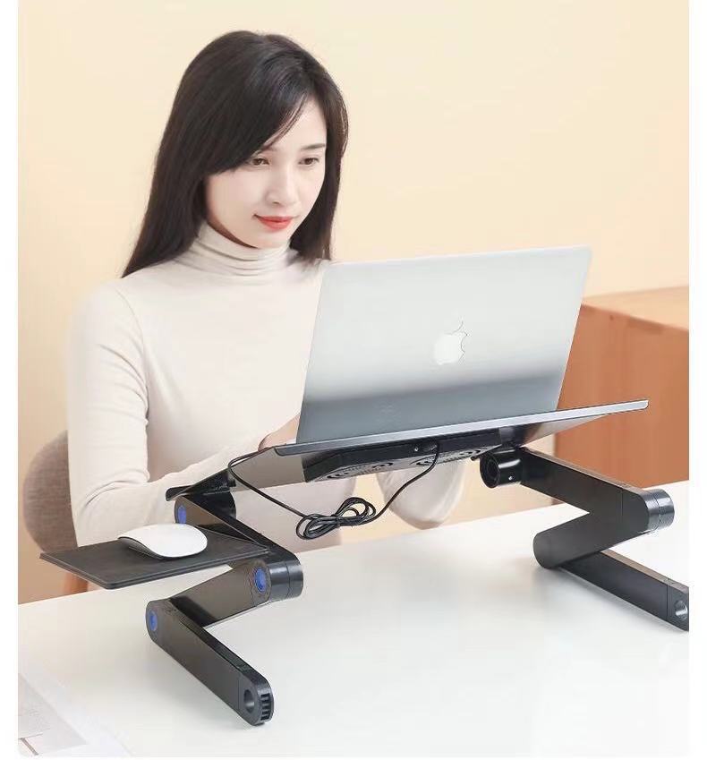 Bureau pliant pour ordinateur portable stable avec double ventilateur