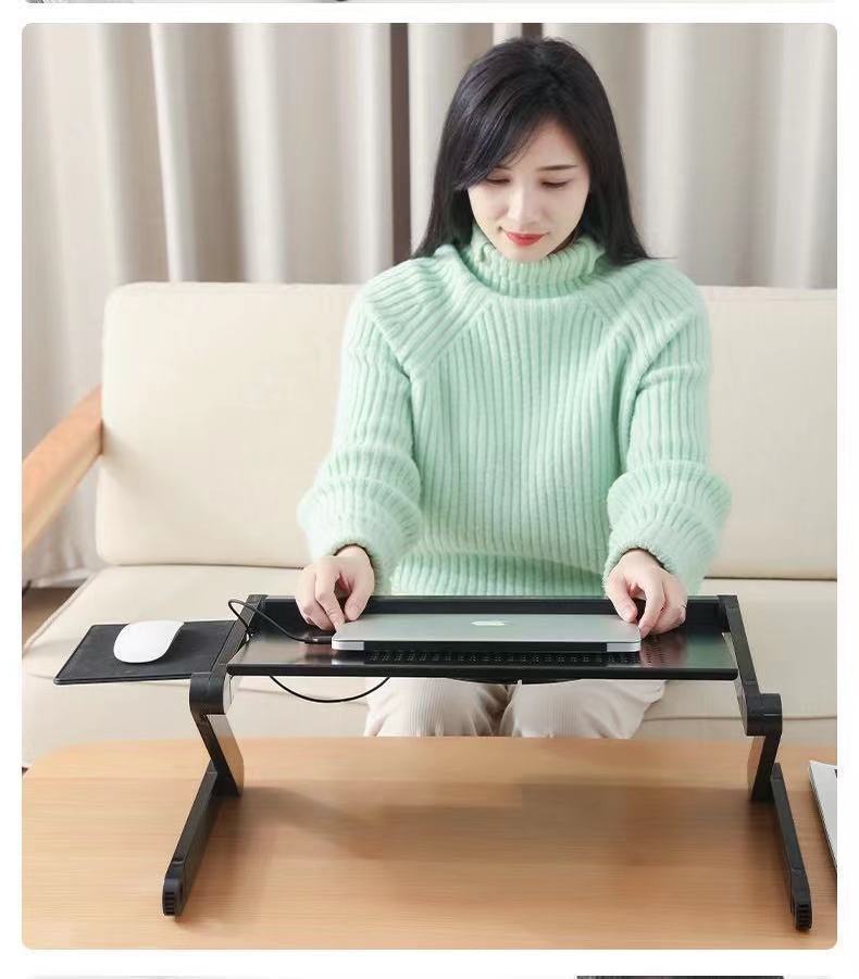 Bureau pliant pour ordinateur portable stable avec double ventilateur