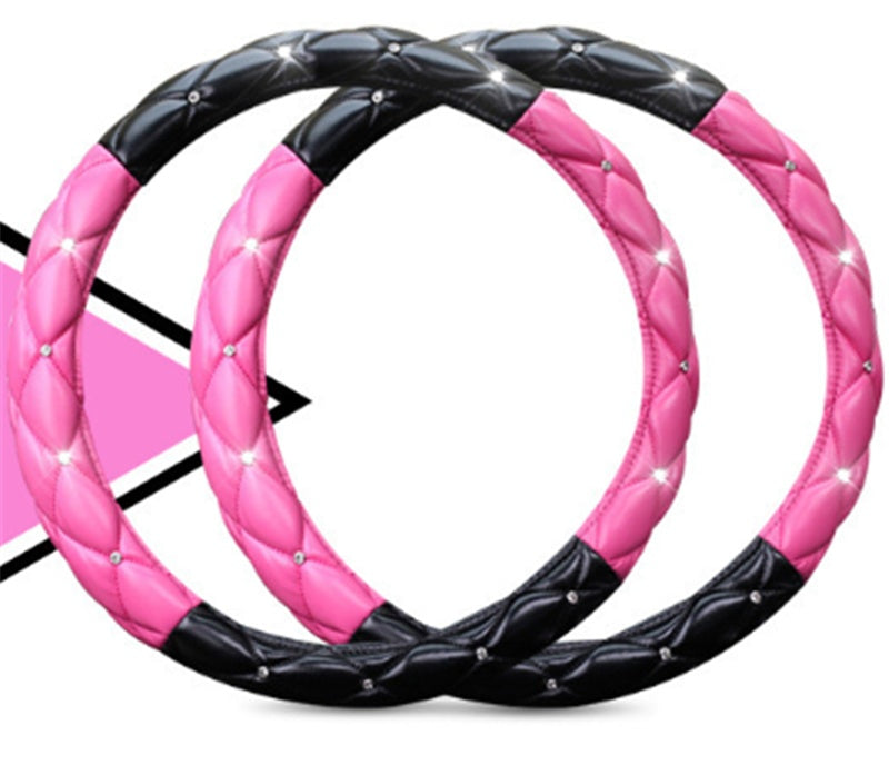 Fashion Cute Diamond Universal Black Bubble Steering Wheel Cover
