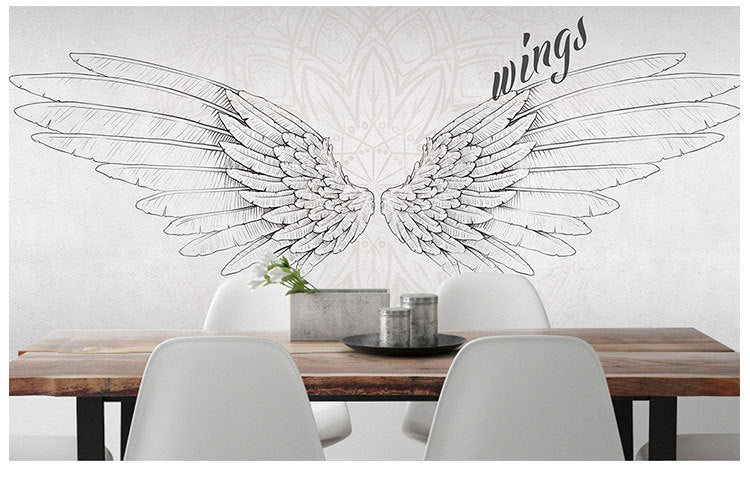 3d Angel Wings Wall Paper Background Wallpaper Mural 8d Wall Covering