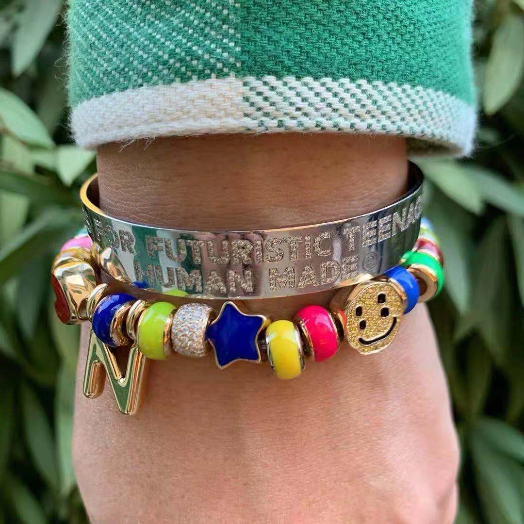 Bracelet Étoile Souriante Homme Bracelet de Couple Émail Tendance