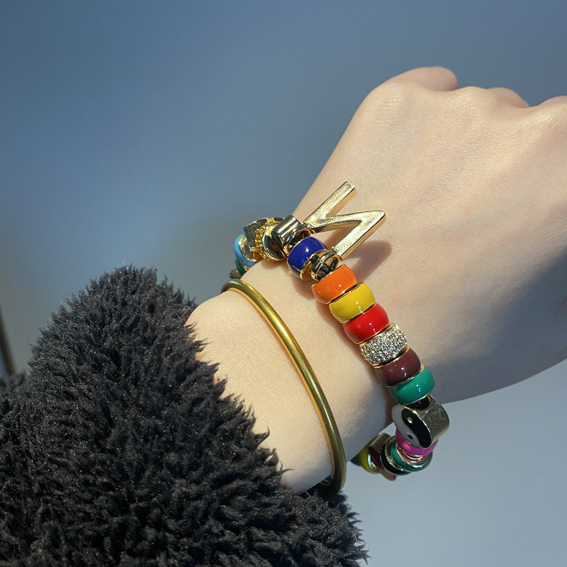 Bracelet Étoile Souriante Homme Bracelet de Couple Émail Tendance