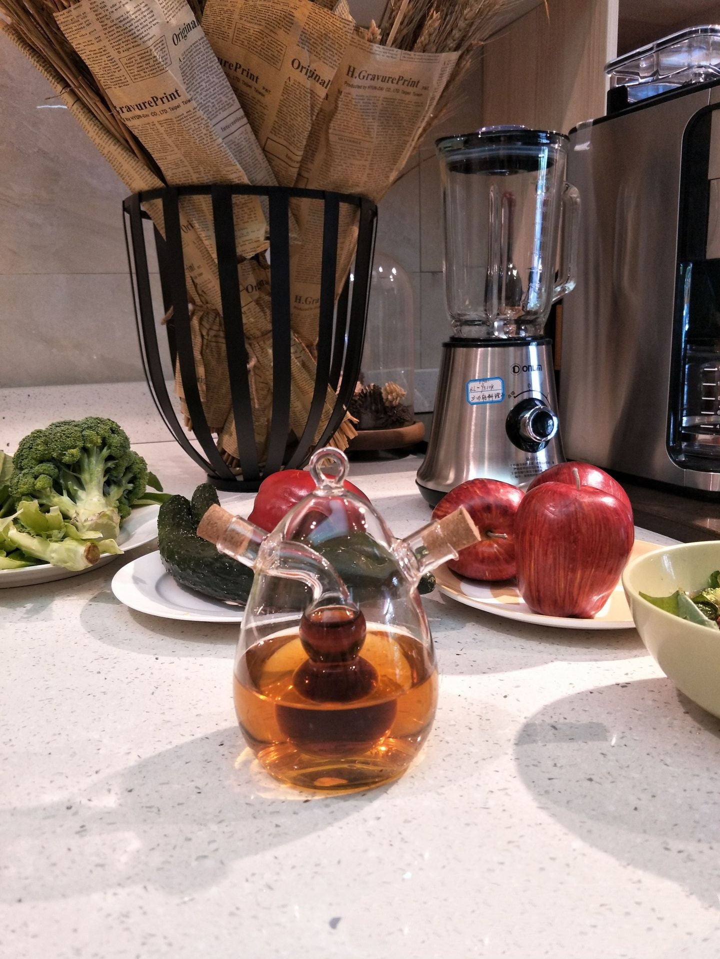 Bouteille d'huile et de vinaigre double usage pour la cuisine, flacon verseur scellé pour condiments ménagers