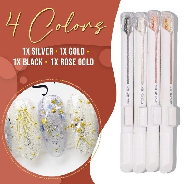 Stylo Bille Pointe Perçage Nail Art Outils de Manucure Stylo Bille Or Argent