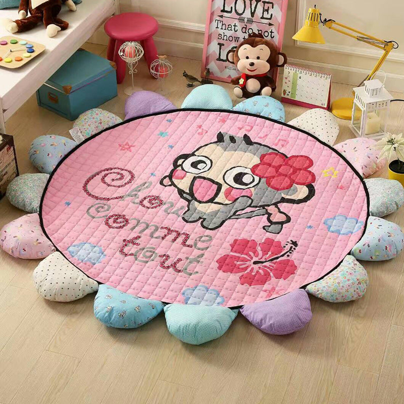 Environmental protection round baby mat floor mat sunflower creeping mat living room thickening Korean children creeping mat baby carpet
