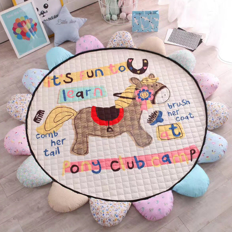 Environmental protection round baby mat floor mat sunflower creeping mat living room thickening Korean children creeping mat baby carpet