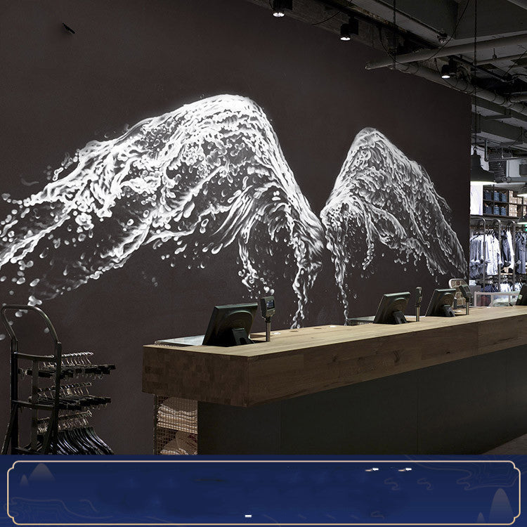Milk Tea Shop 3D Three-Dimensional Starry Sky Angel Wings Wallpaper Mural Restaurant Internet Cafe Bar Ktv Background Wallpaper Dream