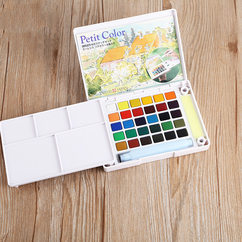 Sakura Solid Watercolor Paint Art Student Hand-Painted Professional Transparent Watercolor Student Special Gouache Painting Pen Pearlescent Watercolor Painting Tool Set