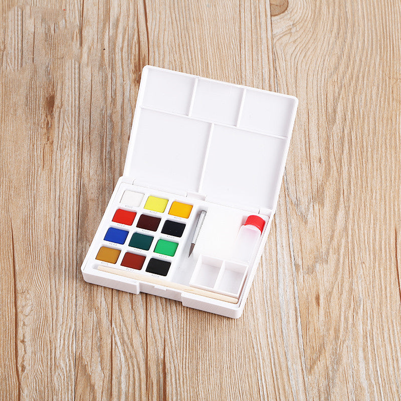 Sakura Solid Watercolor Paint Art Student Hand-Painted Professional Transparent Watercolor Student Special Gouache Painting Pen Pearlescent Watercolor Painting Tool Set