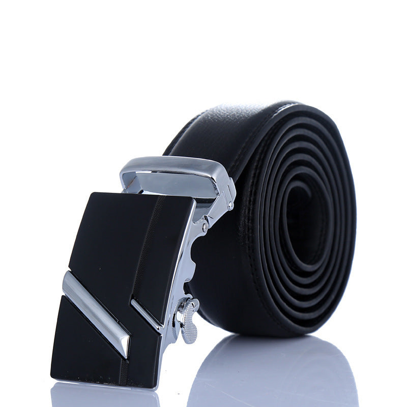 Men'S Leather Automatic Buckle Belt Watch Wallet