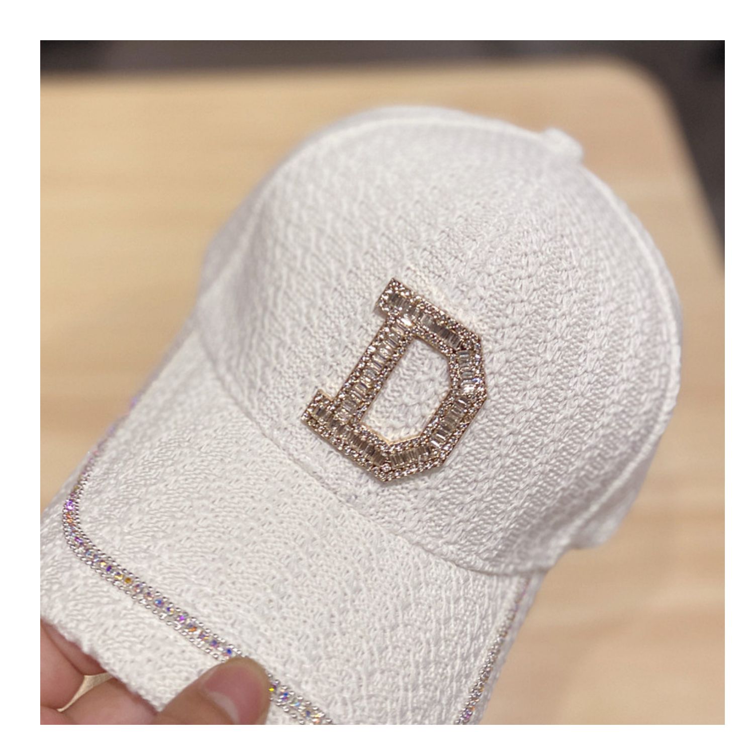 Hat Female Korean Casual All-Match D Letter Diamond Baseball Cap Autumn And Winter Fashion Outdoor Rhinestone Cap Winter