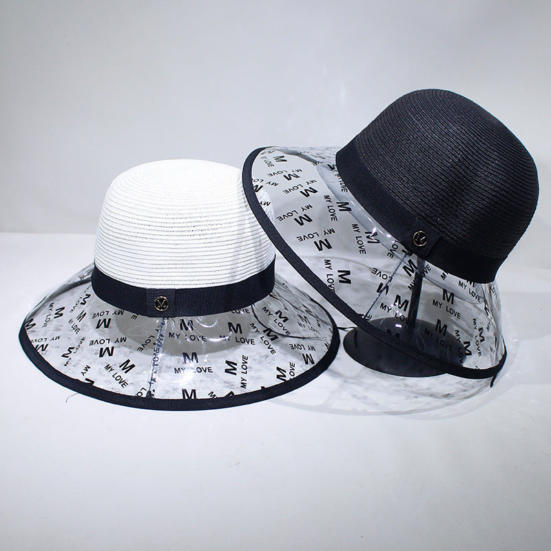 Transparent Brim Sunshade Straw Hat Fisherman Hat Female Summer Outing Sunscreen Versatile Basin Hat Foldable Sun Hat