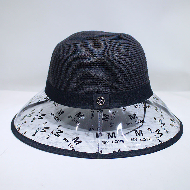 Transparent Brim Sunshade Straw Hat Fisherman Hat Female Summer Outing Sunscreen Versatile Basin Hat Foldable Sun Hat