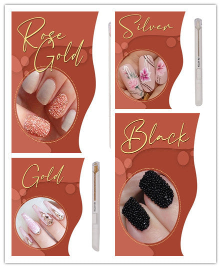 Stylo Bille Pointe Perçage Nail Art Outils de Manucure Stylo Bille Or Argent