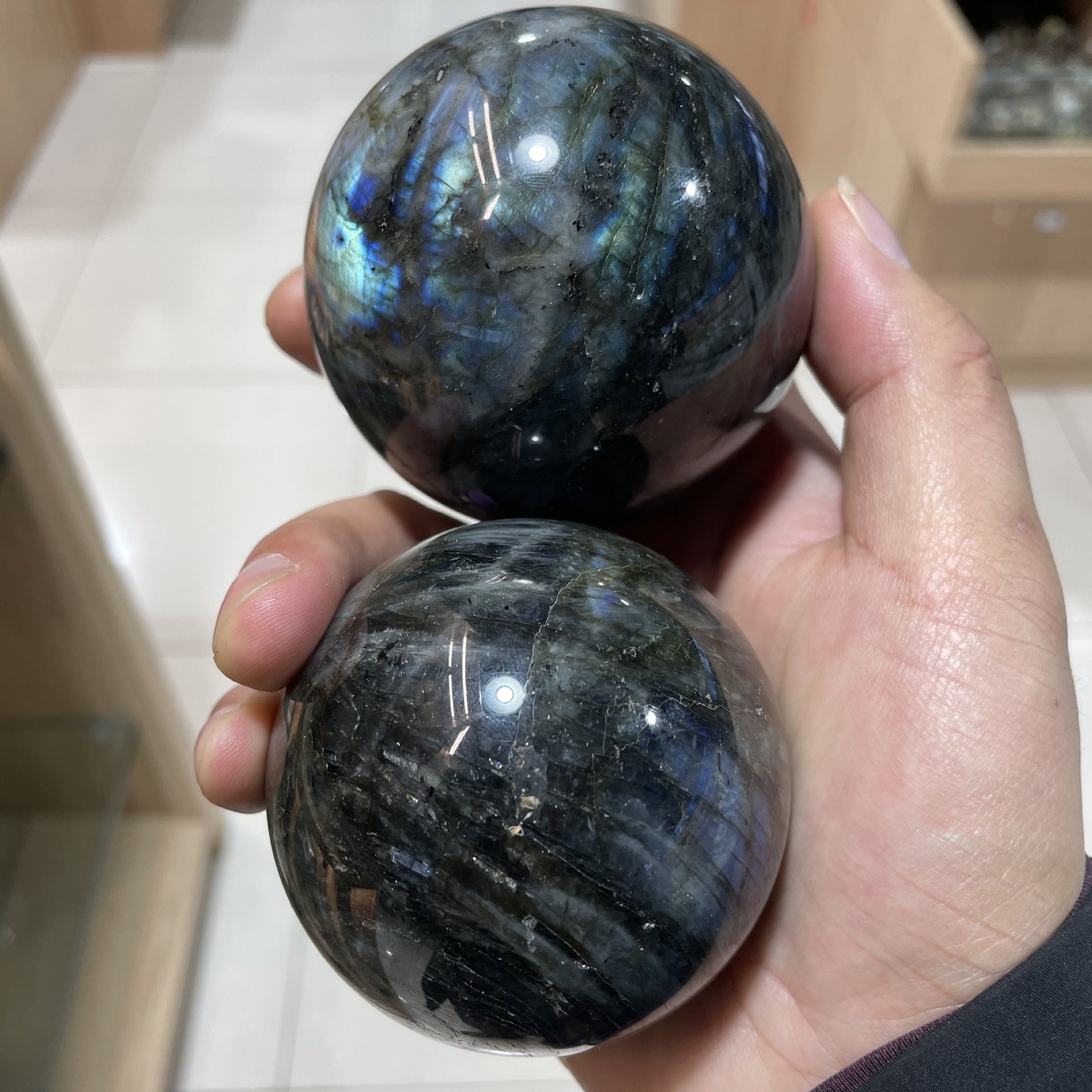 Natural Labradorite Ball Gray Moonstone Rough Hand Polished And Polished