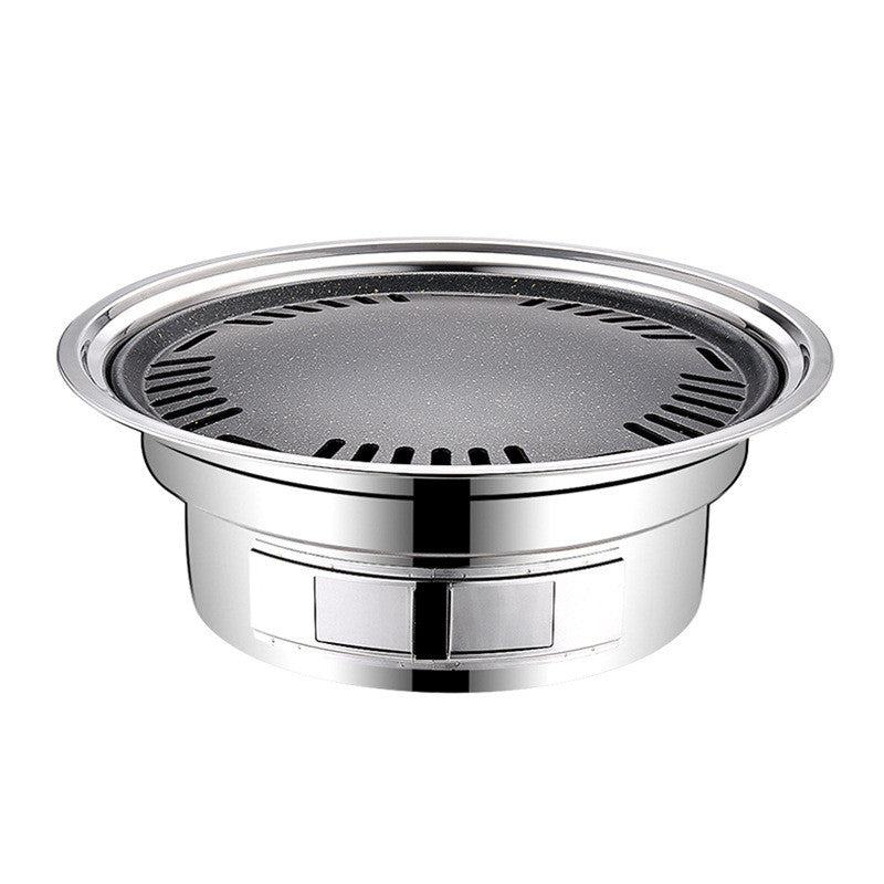 Barbecue au charbon de bois en acier inoxydable, grille de barbecue coréen antiadhésive, barbecue portable d'extérieur, réchaud à charbon rond.