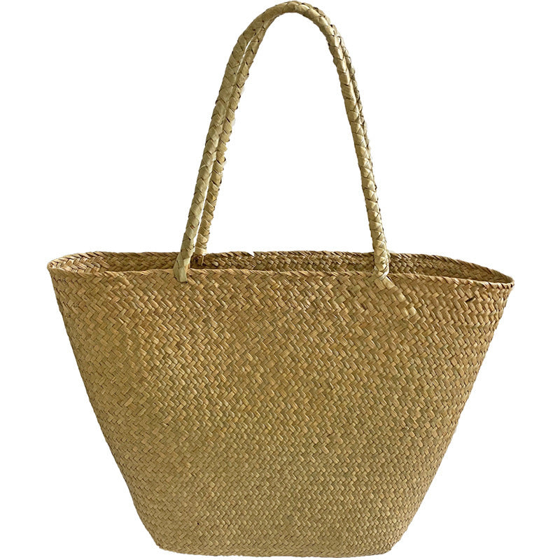 Grand sac cabas tressé en paille de rotin grande capacité
