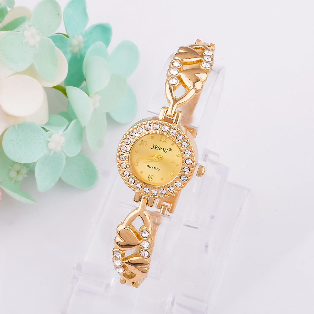 Nouvelle Montre Femme Exquise Collier Bague Boucles d'Oreilles Bijoux Ensemble Quatre Pièces