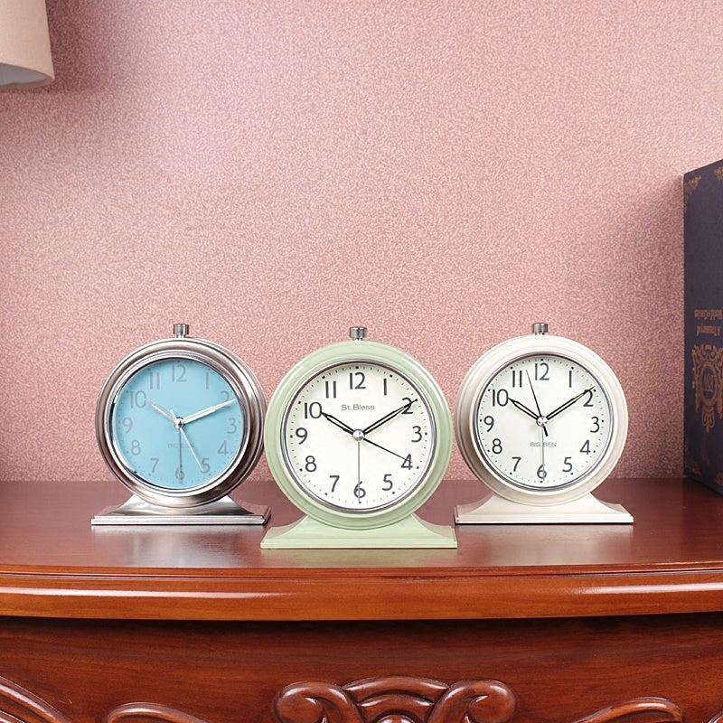 Large Alarm Clock Silent Bedside Retro Desktop Living Room Clock Pendulum