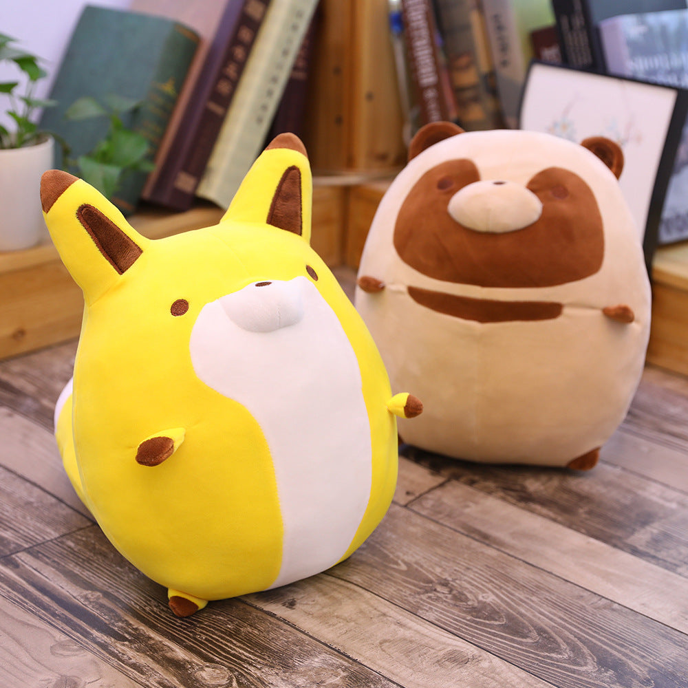 Nouvelles peluches de dessin animé raton laveur et renard, coussin mignon, jouet en peluche pour bébé, coussin doux rembourré, animaux en peluche, décoration intérieure