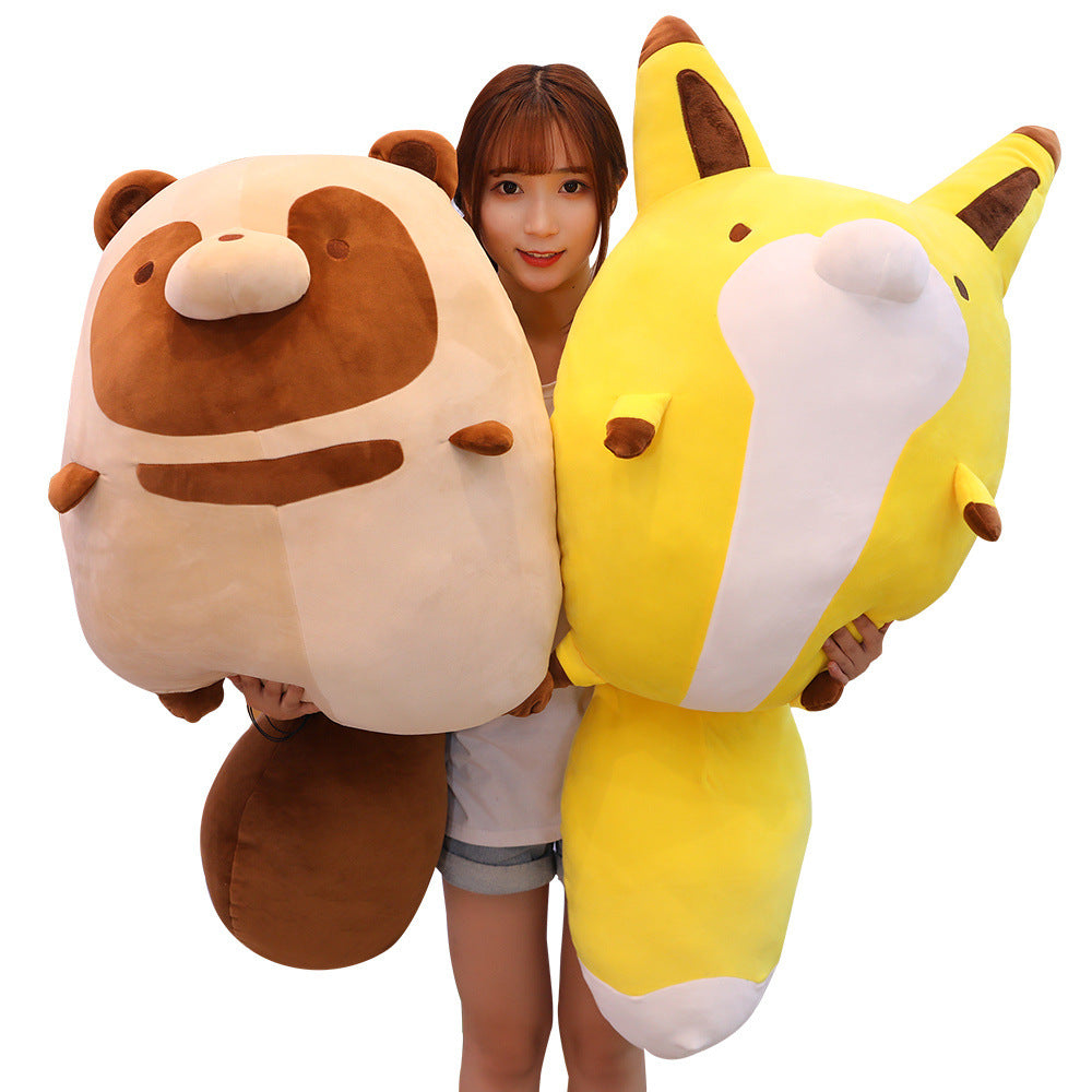 Nouvelles peluches de dessin animé raton laveur et renard, coussin mignon, jouet en peluche pour bébé, coussin doux rembourré, animaux en peluche, décoration intérieure