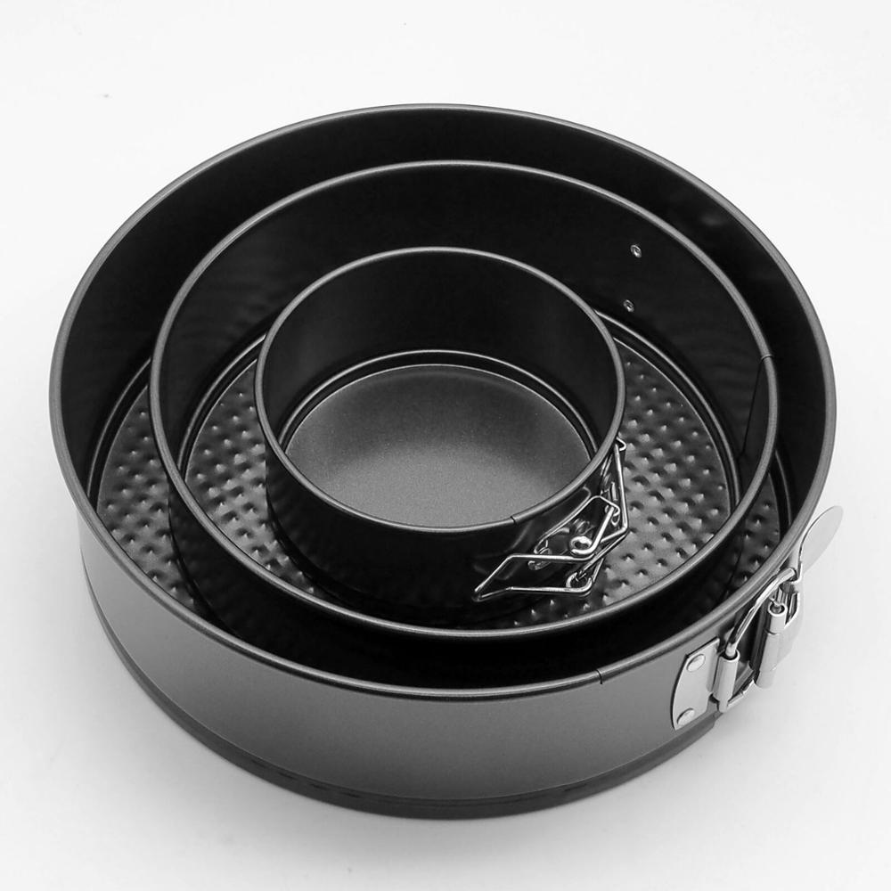 Juego de 3 moldes antiadherentes para tartas, bandeja para hornear, molde desmontable redondo