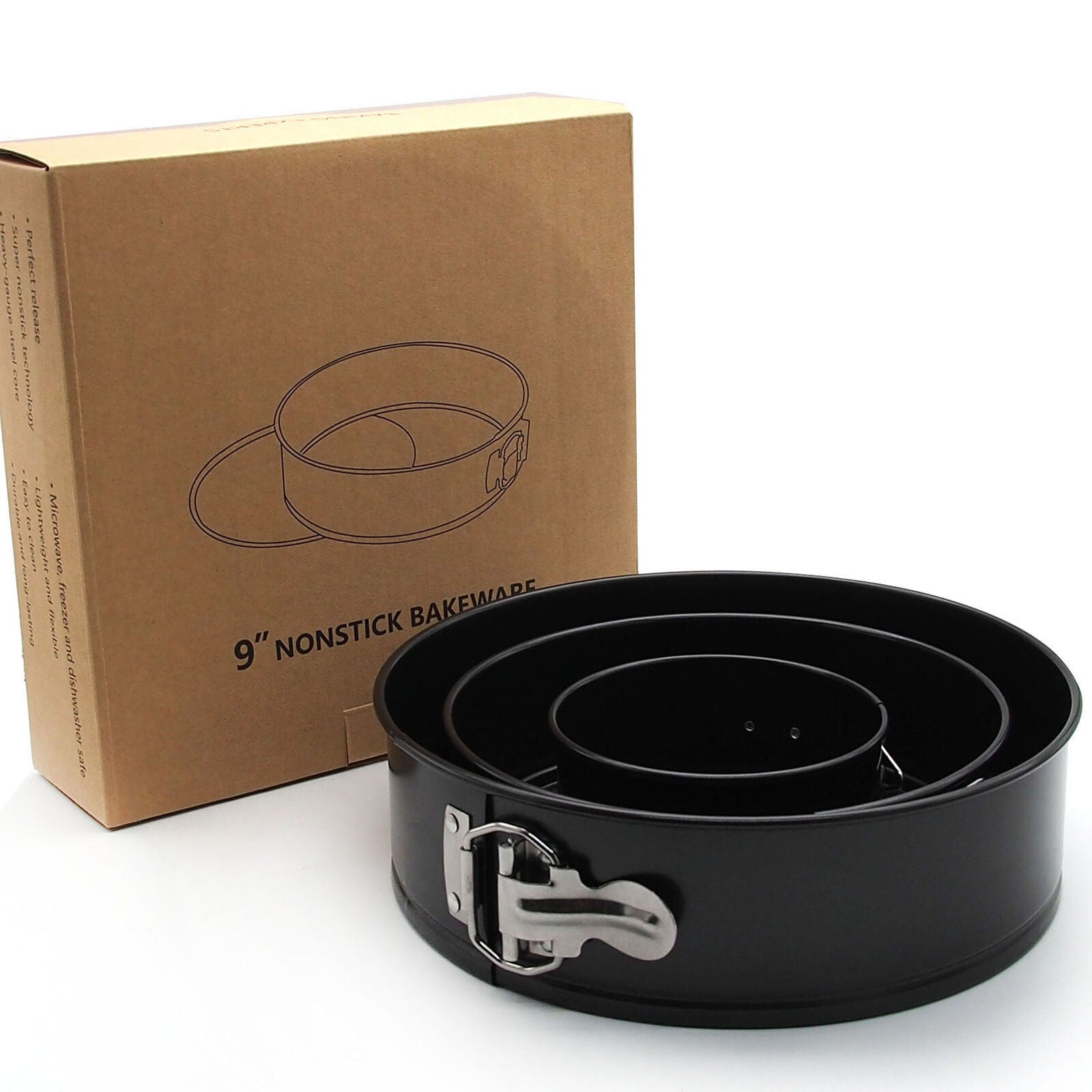 Juego de 3 moldes antiadherentes para tartas, bandeja para hornear, molde desmontable redondo