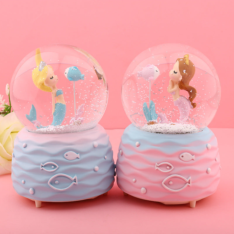 Boîte à Musique Lumineuse Ours Lavande Flocon de Neige Boule de Cristal Cadeau de Saint-Valentin Fête des Enfants Étudiant Petite Amie