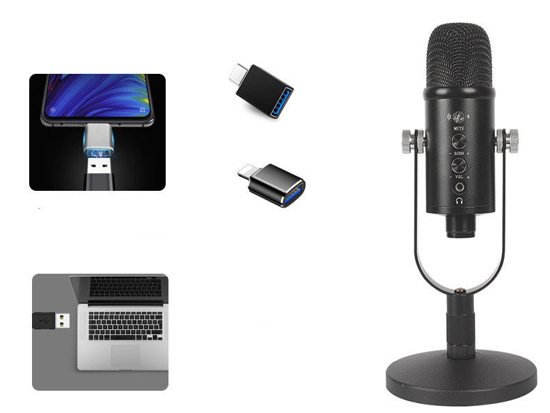Microphone à condensateur transfrontalier JIY, enregistrement de chant en direct, réglage, microphone filaire USB pour ordinateur de bureau et mobile