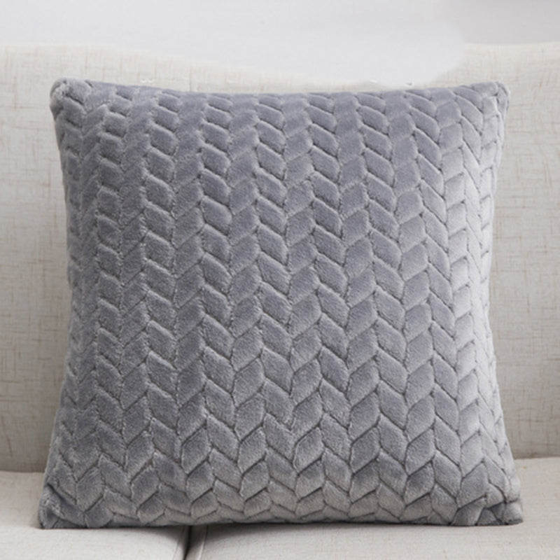 Housse de coussin de canapé en flanelle de couleur unie, style nordique simple