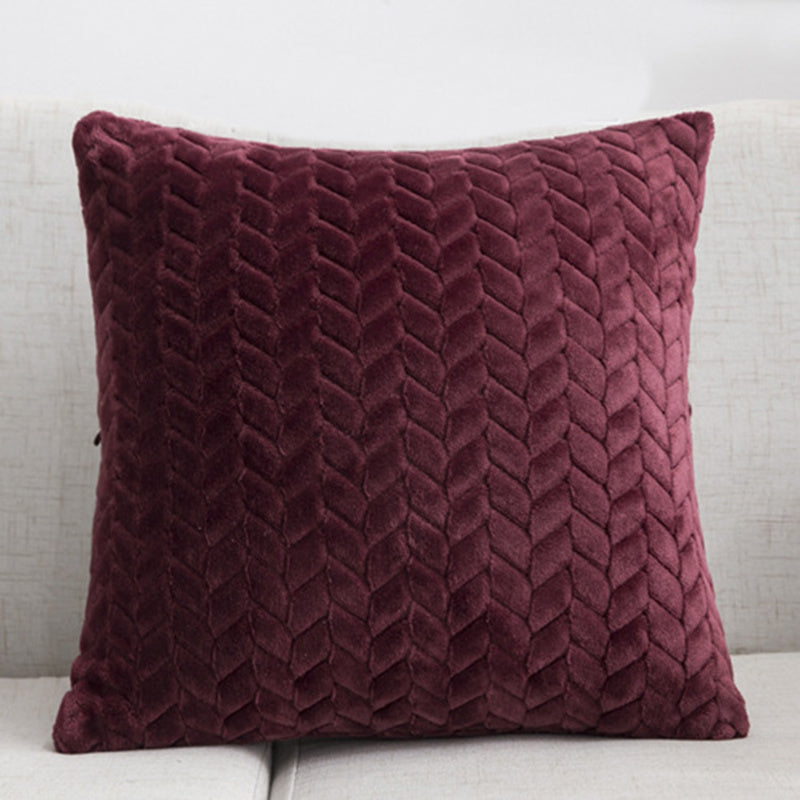 Housse de coussin de canapé en flanelle de couleur unie, style nordique simple