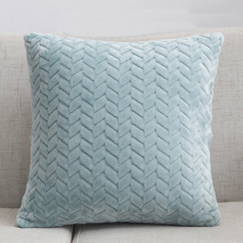 Housse de coussin de canapé en flanelle de couleur unie, style nordique simple