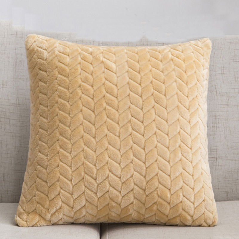 Housse de coussin de canapé en flanelle de couleur unie, style nordique simple