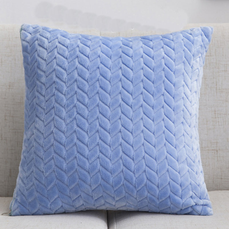 Housse de coussin de canapé en flanelle de couleur unie, style nordique simple