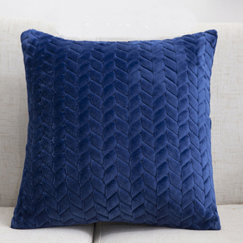 Housse de coussin de canapé en flanelle de couleur unie, style nordique simple