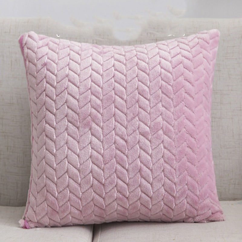 Housse de coussin de canapé en flanelle de couleur unie, style nordique simple