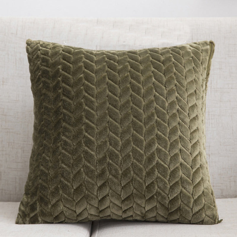 Housse de coussin de canapé en flanelle de couleur unie, style nordique simple