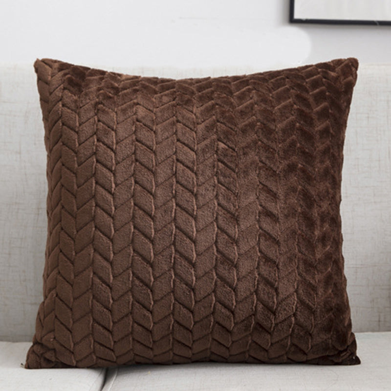 Housse de coussin de canapé en flanelle de couleur unie, style nordique simple