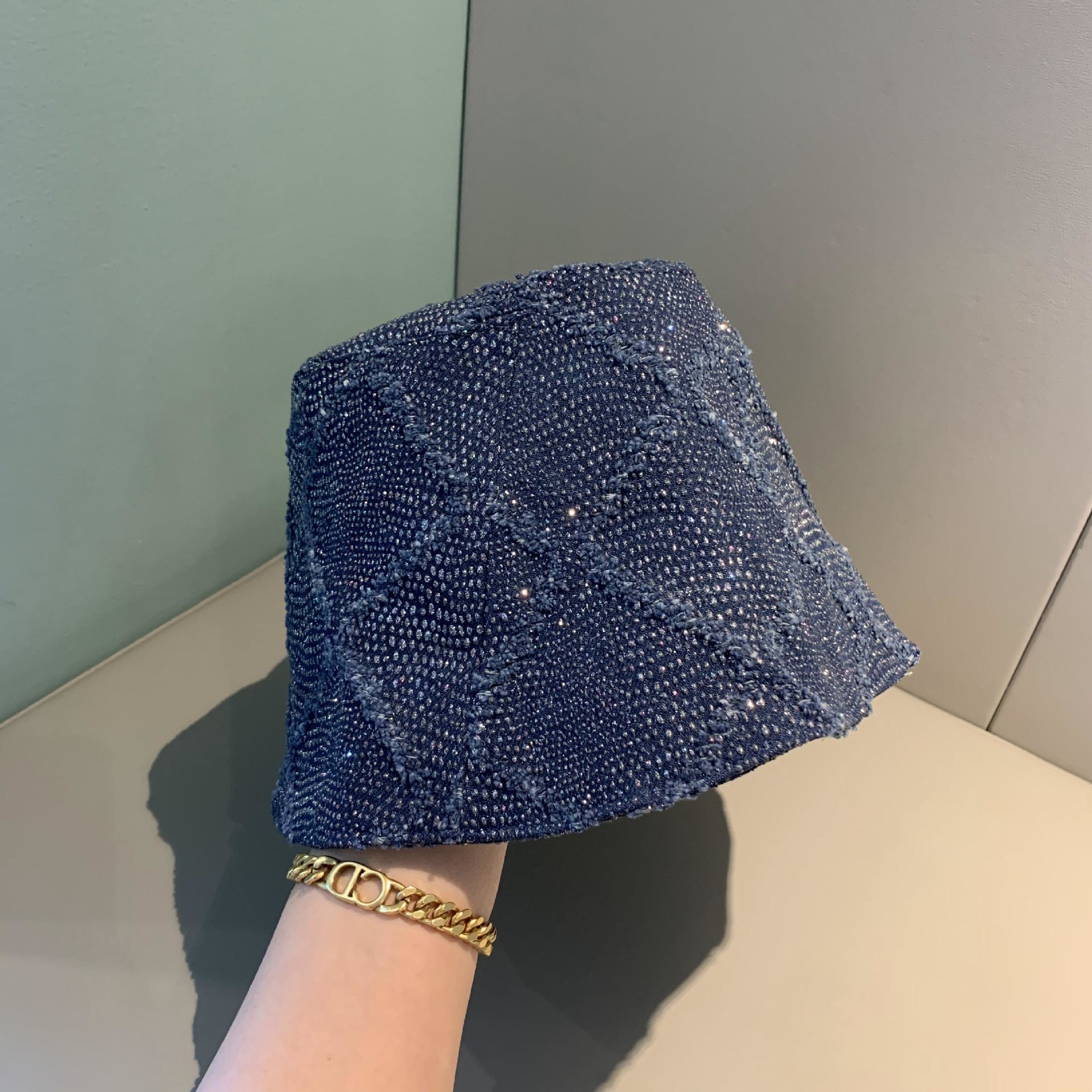 Rhinestone Solid Color Fisherman Hat