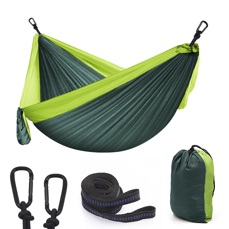 Hamac de camping simple 270x140 en tissu de parachute en nylon de couleur assortie pour l'extérieur, balançoire de jardin