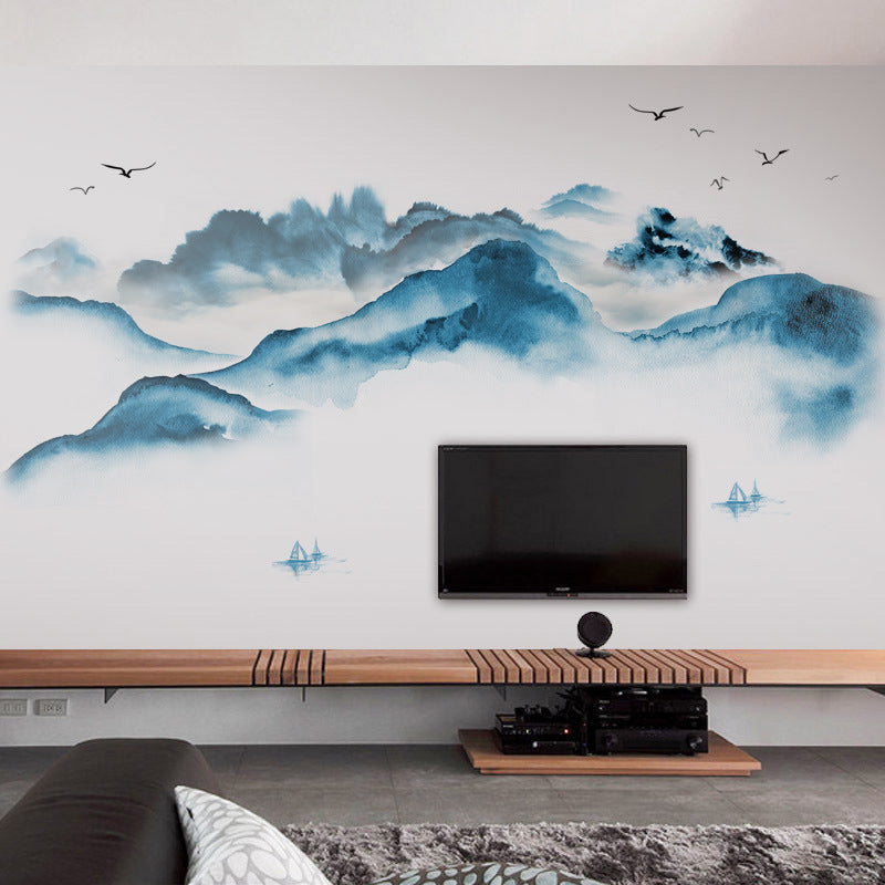 Chinese Style Ink Painting Wallpaper Self Adhesive Living Room