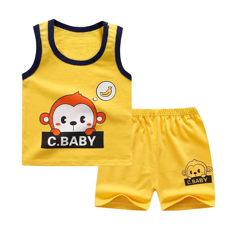 Children'S Vest With Suit Of Pure Cotton In Summer