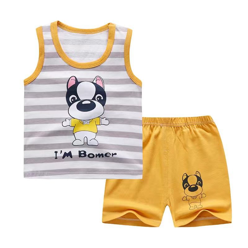 Children'S Vest With Suit Of Pure Cotton In Summer
