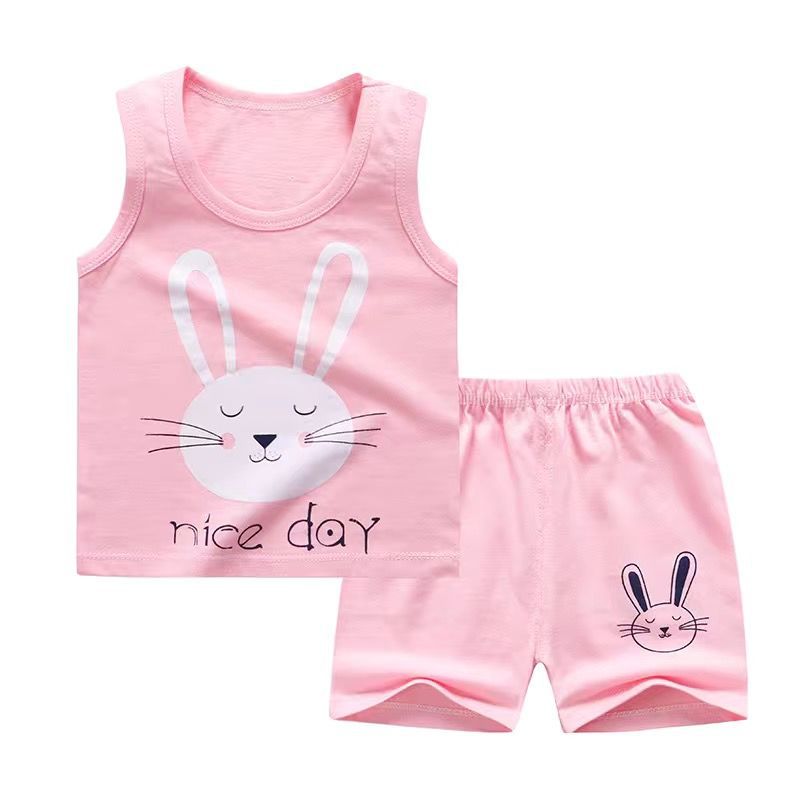 Children'S Vest With Suit Of Pure Cotton In Summer