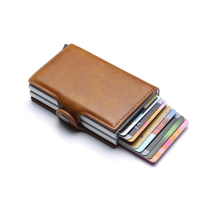 Portefeuille RFID en cuir PU Crazy Horse pour homme, mini pince à billets, porte-cartes de crédit et d'identité